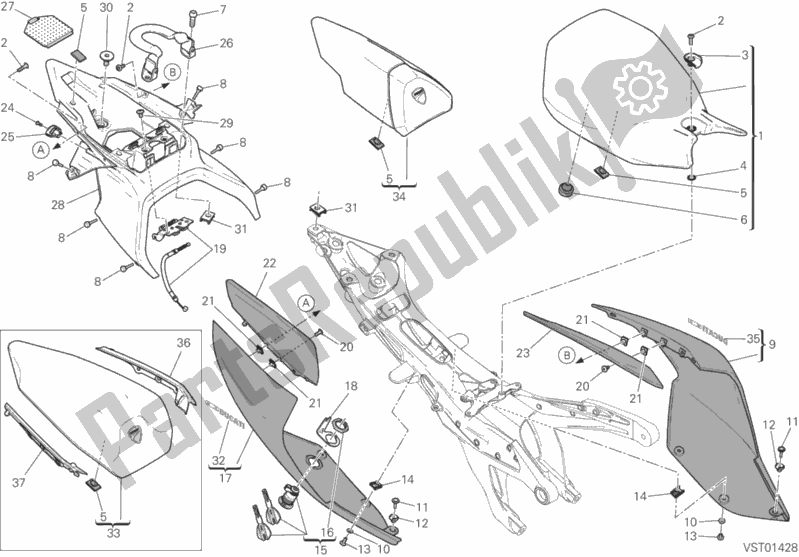 Tutte le parti per il Posto A Sedere del Ducati Superbike 1299S ABS USA 2015